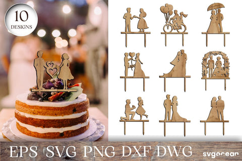 Wedding Cake Toppers | Svg Bundle | Laser Cut File SVG SvgOcean 