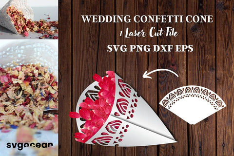 Wedding Confetti Cone SVG 3D Paper SvgOcean 