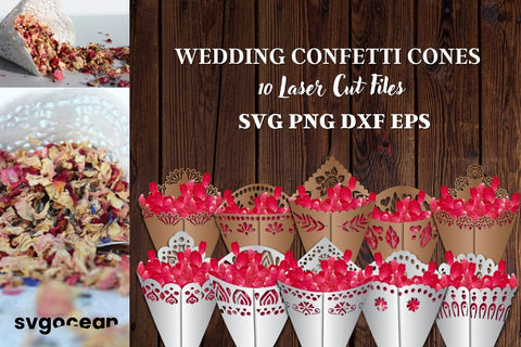 Wedding Confetti Cones SVG Bundle 3D Paper SvgOcean 