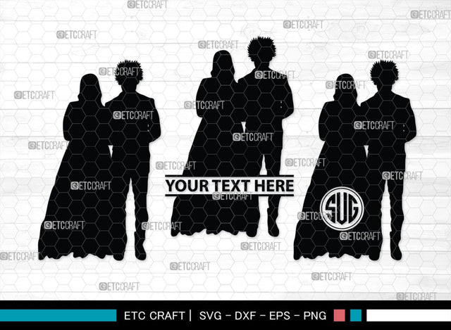 Wedding Couple Monogram, Wedding Couple Silhouette, Wedding Couple SVG, Bride And Groom Svg, Wedding Svg, SB00415 SVG ETC Craft 