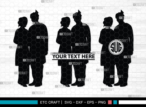 Wedding Couple Monogram, Wedding Couple Silhouette, Wedding Couple SVG, Bride And Groom Svg, Wedding Svg, SB00415 SVG ETC Craft 