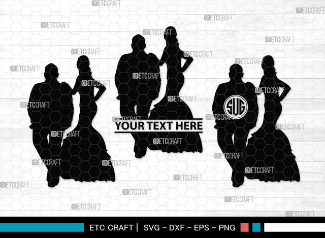 Wedding Couple Monogram, Wedding Couple Silhouette, Wedding Couple SVG, Bride And Groom Svg, Wedding Svg, SB00415 SVG ETC Craft 