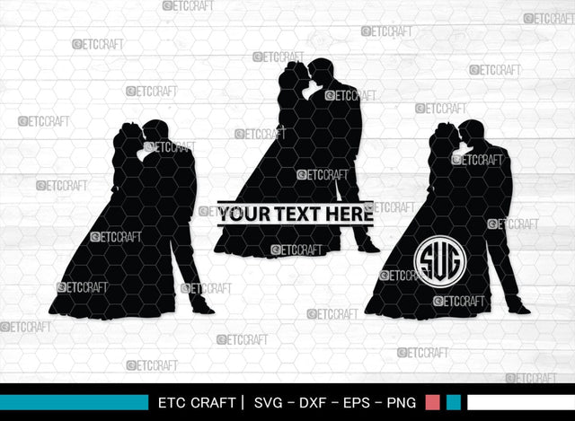 Wedding Couple Monogram, Wedding Couple Silhouette, Wedding Couple SVG, Bride And Groom Svg, Wedding Svg, SB00415 SVG ETC Craft 