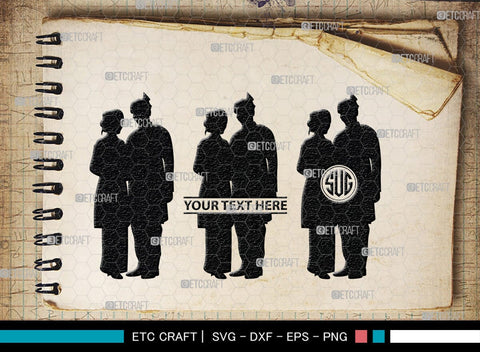 Wedding Couple Monogram, Wedding Couple Silhouette, Wedding Couple SVG, Bride And Groom Svg, Wedding Svg, SB00415 SVG ETC Craft 