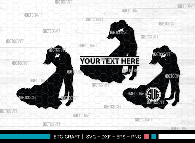 Wedding Couple Monogram, Wedding Couple Silhouette, Wedding Couple SVG, Bride And Groom Svg, Wedding Svg, SB00415 SVG ETC Craft 