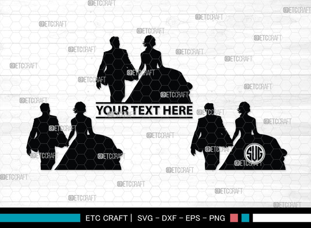 Wedding Couple Monogram, Wedding Couple Silhouette, Wedding Couple SVG, Bride And Groom Svg, Wedding Svg, SB00415 SVG ETC Craft 