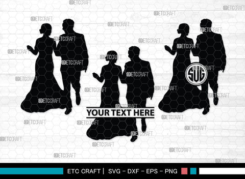 Wedding Couple Monogram, Wedding Couple Silhouette, Wedding Couple SVG, Bride And Groom Svg, Wedding Svg, SB00415 SVG ETC Craft 