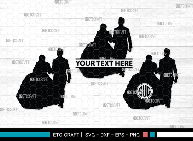 Wedding Couple Monogram, Wedding Couple Silhouette, Wedding Couple SVG, Bride And Groom Svg, Wedding Svg, SB00415 SVG ETC Craft 