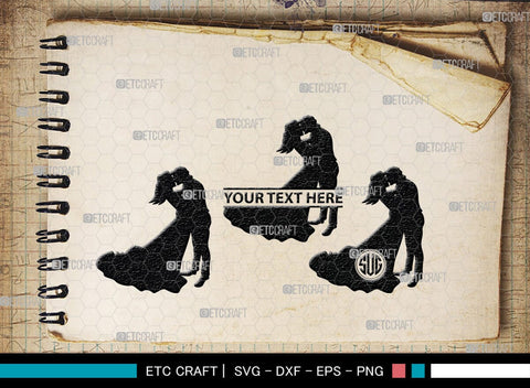 Wedding Couple Monogram, Wedding Couple Silhouette, Wedding Couple SVG, Bride And Groom Svg, Wedding Svg, SB00415 SVG ETC Craft 