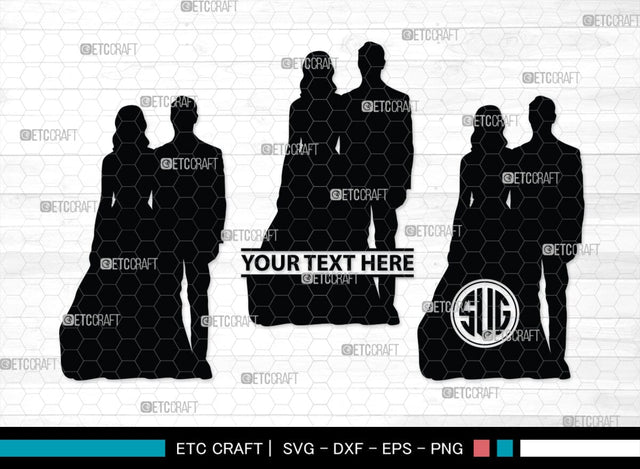 Wedding Couple Monogram, Wedding Couple Silhouette, Wedding Couple SVG, Bride And Groom Svg, Wedding Svg, SB00415 SVG ETC Craft 