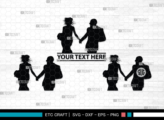 Wedding Couple Monogram, Wedding Couple Silhouette, Wedding Couple SVG, Bride And Groom Svg, Wedding Svg, SB00415 SVG ETC Craft 