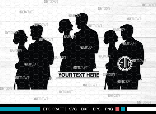 Wedding Couple Monogram, Wedding Couple Silhouette, Wedding Couple SVG, Bride And Groom Svg, Wedding Svg, SB00415 SVG ETC Craft 