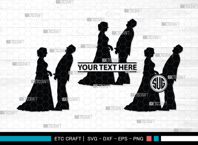 Wedding Couple Monogram, Wedding Couple Silhouette, Wedding Couple SVG, Bride And Groom Svg, Wedding Svg, SB00415 SVG ETC Craft 