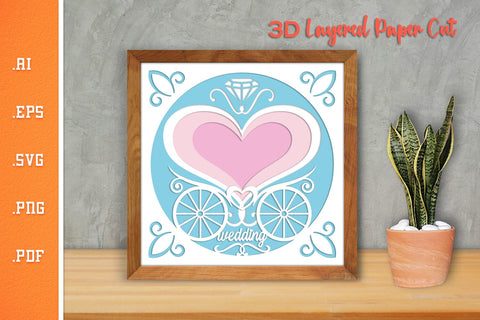 Wedding Couple Sign Layered Paper Cut - SVG SVG Slim Studio 