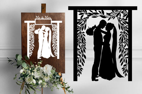 Wedding couple sign SVG PNG DXF, Mr and Mrs split monogram, Bride Groom Family SVG LAcreateSVG 