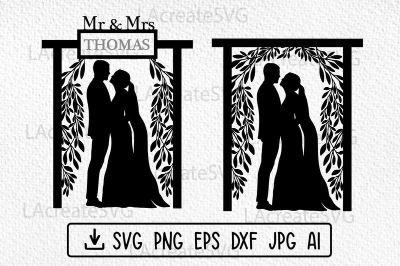 Wedding couple sign SVG PNG DXF, Mr and Mrs split monogram, Bride Groom Family SVG LAcreateSVG 