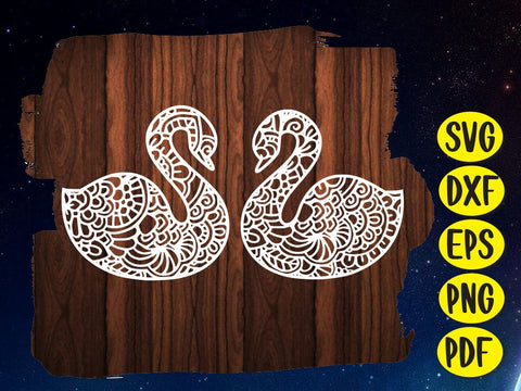 Wedding Couple Swan Paper cut SVG Johan Ru designs 