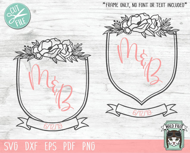 Wedding Crest Monogram Frames SVG Cut File SVG Wild Pilot 