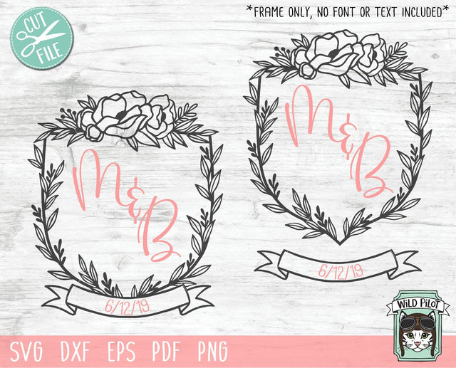 Wedding Crest Monogram Frames SVG Cut File SVG Wild Pilot 