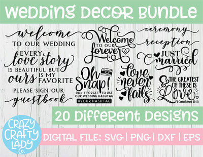 Wedding Decor SVG Cut File Bundle SVG Crazy Crafty Lady Co. 