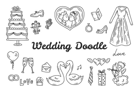 Wedding Doodle Clipart Sublimation Rin Green 