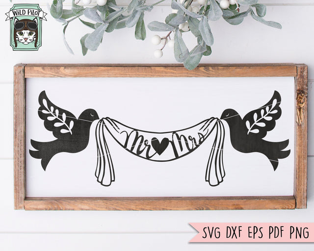 Wedding Dove Banner SVG Cut File SVG Wild Pilot 