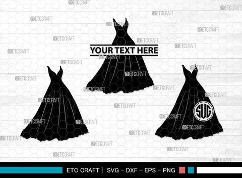 Wedding Dress Monogram, Wedding Dress Silhouette, Wedding Gown SVG, Sexy Dress Svg, Long Gown Svg, SB00219 SVG ETC Craft 