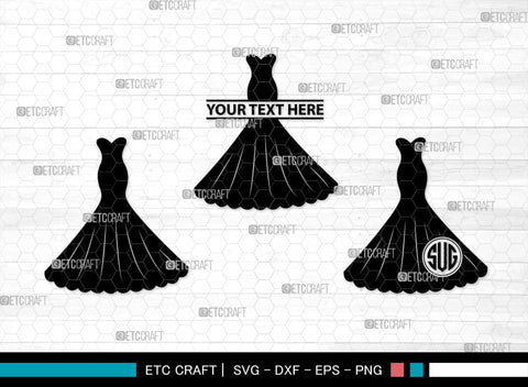 Wedding Dress Monogram, Wedding Dress Silhouette, Wedding Gown SVG, Sexy Dress Svg, Long Gown Svg, SB00219 SVG ETC Craft 