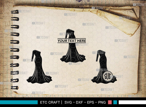 Wedding Dress Monogram, Wedding Dress Silhouette, Wedding Gown SVG, Sexy Dress Svg, Long Gown Svg, SB00219 SVG ETC Craft 