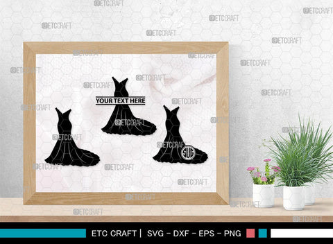 Wedding Dress Monogram, Wedding Dress Silhouette, Wedding Gown SVG, Sexy Dress Svg, Long Gown Svg, SB00219 SVG ETC Craft 