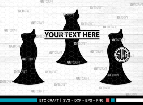 Wedding Dress Monogram, Wedding Dress Silhouette, Wedding Gown SVG, Sexy Dress Svg, Long Gown Svg, SB00219 SVG ETC Craft 