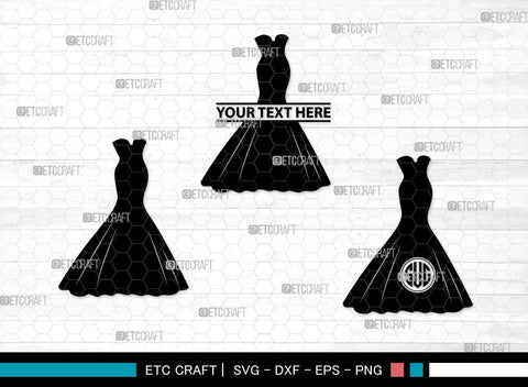 Wedding Dress Monogram, Wedding Dress Silhouette, Wedding Gown SVG, Sexy Dress Svg, Long Gown Svg, SB00219 SVG ETC Craft 