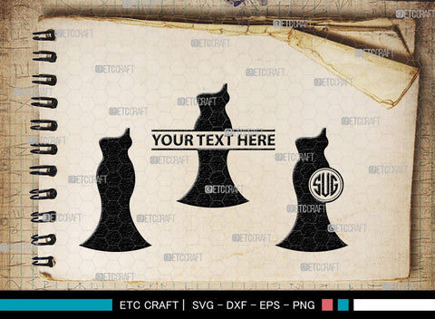 Wedding Dress Monogram, Wedding Dress Silhouette, Wedding Gown SVG, Sexy Dress Svg, Long Gown Svg, SB00219 SVG ETC Craft 