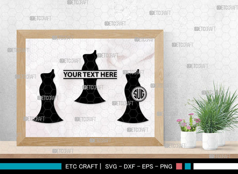 Wedding Dress Monogram, Wedding Dress Silhouette, Wedding Gown SVG, Sexy Dress Svg, Long Gown Svg, SB00219 SVG ETC Craft 