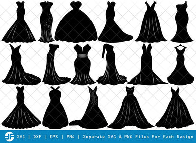 Wedding Dress SVG Cut Files | Sexy Dress Silhouette Bundle SVG ETC Craft 