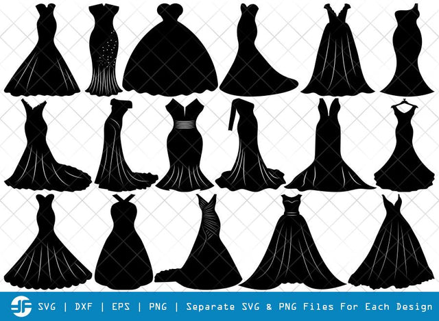 Wedding Dress SVG Cut Files | Sexy Dress Silhouette Bundle SVG ETC Craft 