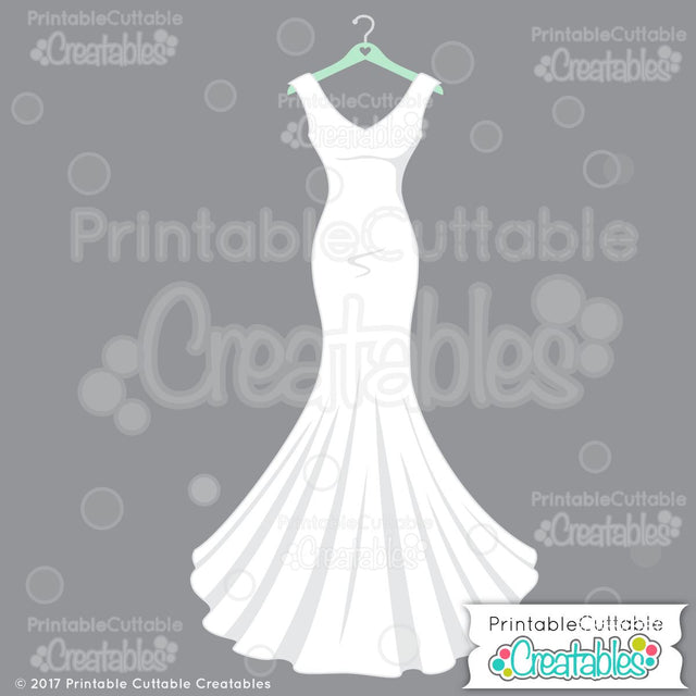 Wedding Dress SVG Printable Cuttable Creatables 