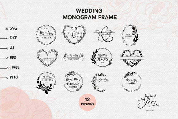 Wedding frame monogram svg bundle SVG Svgcraft 