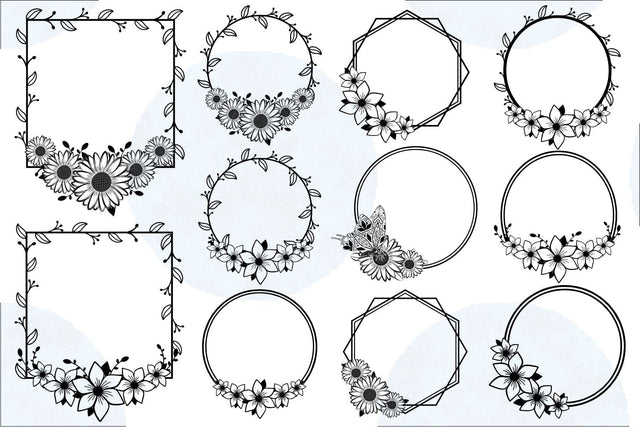 Wedding Frames SVG, Wreath SVG Bundle, Floral Frames SVG, Flowers Frames SVG, Circle Frame SVG Bundle, Flower Frame SVG Bundle, SVG D2PUTRI, SVG BUNDLE, SUBLIMATION BUNDLE, T SHIRT DESIGNS BUNDLE 