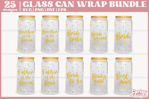 Wedding Glass Can Wrap SVG Bundle | 16oz Glass Can Wrap SVG Carla C Designs 