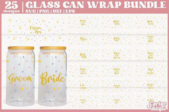 Wedding Glass Can Wrap SVG Bundle | 16oz Glass Can Wrap SVG Carla C Designs 