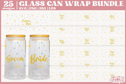 Wedding Glass Can Wrap SVG Bundle | 16oz Glass Can Wrap SVG Carla C Designs 
