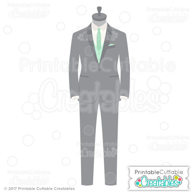 Wedding Groom Tuxedo SVG Printable Cuttable Creatables 