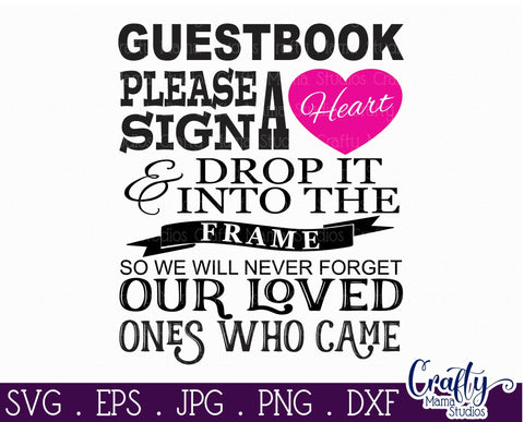 Wedding Heart Guestbook - Heart Drop In Guest Book Svg SVG Crafty Mama Studios 