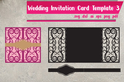 Wedding Invitation Card Template 3 3D Paper zafrans studio 