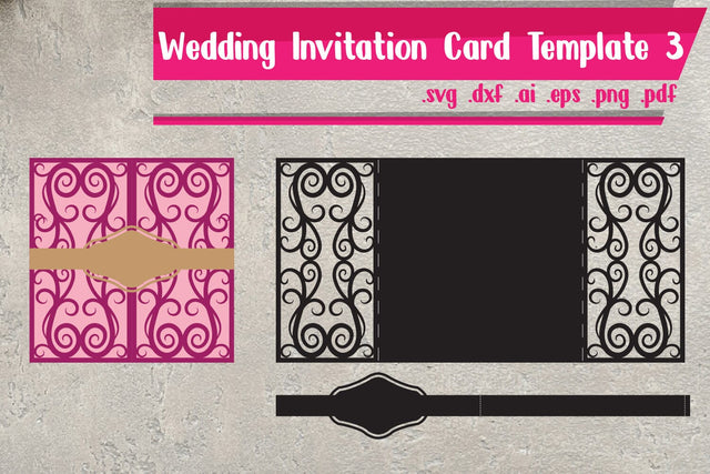 Wedding Invitation Card Template 3 3D Paper zafrans studio 