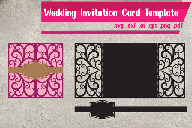 Wedding Invitation Card Template SVG zafrans studio 