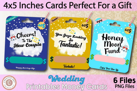 Wedding Money Card Design - 6 Unique Wedding Gift Cards PNG Sublimation jacpot007 