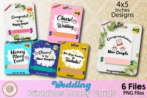 Wedding Money Card Design - 6 Unique Wedding Gift Cards PNG Sublimation jacpot007 