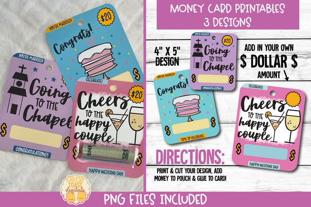 Wedding Money Card PNG Designs | Printable Wedding Gift Sublimation Cheese Toast Digitals 